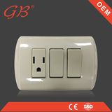 South American 2 Gang Wall Switch 3 Pin Socket