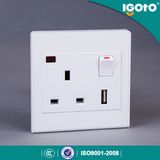 Igoto UK Standard 1gang 13A USB Switched Socket with Neon Use for Home