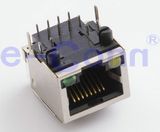 Single-Port Magnetic Modular Jacks, Rj 45, Right Angle with LED.