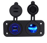 Waterproof Car Truck Boat 2 Hole Panel Dual 3.1A USB Charger Red LED DC12V Voltage Current Socket