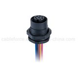 M12 8pin Female Panel Mount Connector Plastic Screw Front Fastened Circular Connector