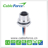 M12 5 Pin Female B-Code Panel Mount Circular Connector with Wire
