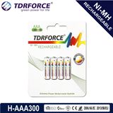 AAA/Hr03 300mAh Rechargeable Nickel Metal Hydride Long Service Life Battery with Ce for Toy