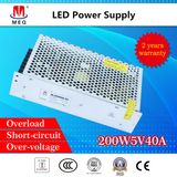 AC/ DC 40A 200W SMPS Single Switch Mode LED Power Supply for Display/ Billboard 5V