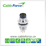 M8 6pin Panel Rear Mounting Connector for Sensor and Actuator with PCB Contacts