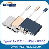 3 in 1 USB3.1 Type-C to HDMI USB3.0 Type-C Pd Charge Hub Adapter Cable