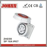 IP67 5p 16A Straight Panel Mounted Socket for Industrial