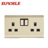Aluminum Plate Champagne Gold Double 13A Switched Socket