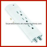 3 Outlets Vertical Surge Protected Current Tap with Coaxial Protection
