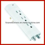 3 Outlets Vertical Surge Protected Current Tap with Coaxial Protection