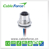 M12 circular connector 5pin female B-code panel rear mounting connector with PCB connector