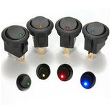 Red Green Blue Yellow 12V LED DOT Light Car Boat Round Rocker on/off Spst Switch 3 Pins with LED