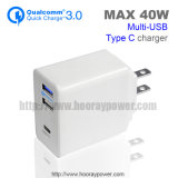 Type-C QC 3.0 3 Port USB Charger Adapter 5V 3A 9V 2A 12V 1.5A Fast Charge Wall Charger for iPad iPhone Android Phone