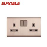 Brushed Golod Color Aluminum 2 Gang Switched Socket