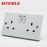 PC White Color Double Socket 2 Gang Double Switched Socket