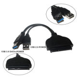 USB 3.0 to SATA Converter Adapter Cable for 2.5 Inch Hard Drive HDD SSD Laptop with USB Power Cable (Black)