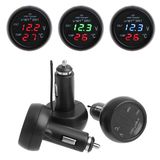 New 3 In1 Digital Voltmeter Thermometer 12/24V Cigarette Lighter USB Car Charger