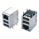 Double USB Female to Ethernet RJ45 Male Adapter RJ45 Jack