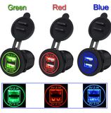 Dual USB Charger Socket Power Outlet 2.1A & 2.1A for Car Boat Marine Mobile (4.2A-COLORFUL)