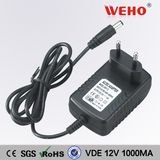 EU Plug Wall Mount Transformer AC DC Power Adapter 12V 1A