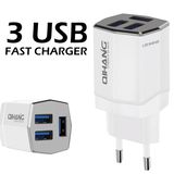 4A Three USB Fast Mobile Phone Adapter Travel Charger (white)