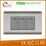 Metal Stainless Steel 3gang 10A 220V Electrical Switch