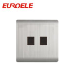 86*86mm 250V/10A Stainless Steel Double Data and Tel Socket