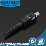 Sc Types of Fiber Optic Connectors with Black Housing and Boot