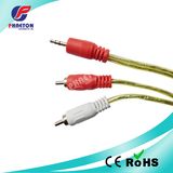 Transparent 3.5mm Stereo to 2RCA Male Audio Video Cable