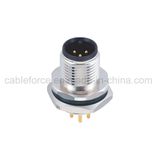 M12 3 Pin Rear Fastened Panel Nount Connector for Sensor with PCB Contacts