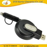 Mini 2-USB Retractable Cable Recoiler for Mobile Phone Charging