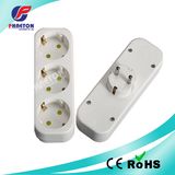 Europe Plug to 3 Way Socket Power Adaptor