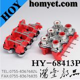 Six Holes Radio RCA Jack /RCA Connector with Silvering in Red (HY-68413P)