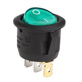 12V Green Lighted Round Rocker Toggle Switch Car Truck RV Boat ATV Home