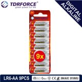1.5V China Manufacture Digital Primary Alkaline Dry Battery (LR6-AA 9PCS)