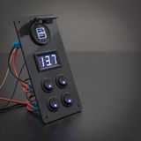 Carbon Switch Panel with USB Charger and Digital Voltmeter