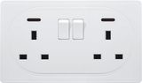 UK Double 13A Square-Pinned Switched Socket Outlet with Neon (A3)