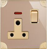 British Standard 15A Round-Pinned Switched Socket with Neon (N3)