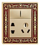 Wall Power Outlet with Brass Face Plate
