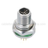 M12 8pin Male X-Code Panel Mount Socket Front Fastened Circular Connector with PCB Contacts