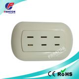 Flat 6 Pin South American Wall Socket Plate