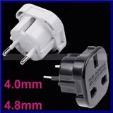 Black White UK to EU Germany 4.0mm/ 4.8mm 2 Pins Travel Adapter Plug Power Socket Converter Plug with Safety Shutter