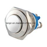 16mm High Flat Head Momentary Anti-Vandal Nickel Plated Brass Push Button Switch, Normal Open Push Button Switch