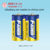 Super High Capacitance 1.5V Farer Super Alkaline Dry Battery (Lr14 Am2, C)