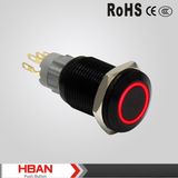 2016 New UL 16mm Waterproof Aluminum Black Push Button Switch