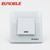 PC White One Gang One Way Wall Switch with Light