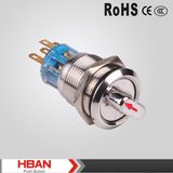 19mm IP65 Waterproof 2 Position Maintain Metal Selector Switch