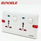 Muti-Function White Color ABS 2 Gang Switched Socket