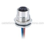 M12 4 Pin Female Panel Mount Connector for Industrial Automation with Wire