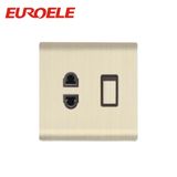 1 Gang Gold Color Aluminum Plate Switched Socket